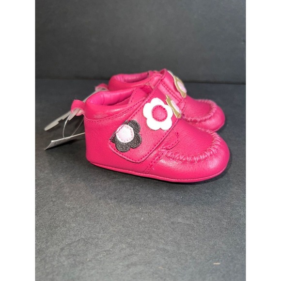 The Children's Place Other - Childrens place 2008 pink leather hook loop shoes loafers size 3-6 mon NWT